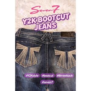 Seven7 Bootcut Jeans Women’s Size 6 Dark Wash Stretch Y2K Pocket Detail